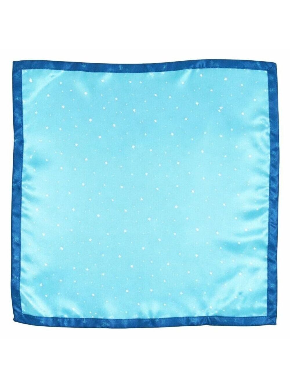 Turquoise Blue Star Print Satin Square Scarf 20x20 Hair Neck Head Wrap